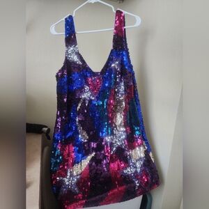 Nasty Gal sequin star and heart mini dress size 16